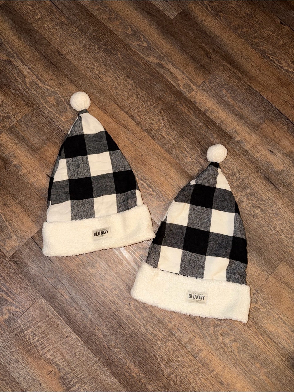 ❄️Old Navy Plaid Pom Beanie Hats Bundle | Black White Sherpa Trim Winter ❄️